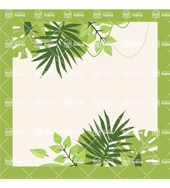 Nature Backgrounds, Patterns and Frames Themed Graphic Collection - Design of Green Floral Frame